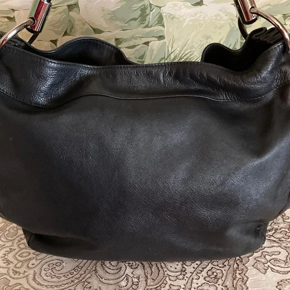 FURLA EUC Black Italian Pebbled Leather Hobo Bag with Braided Handle. - Picture 2 of 14